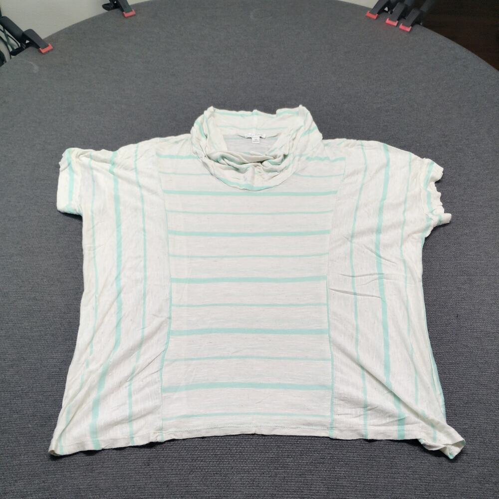 Charming Charlie Striped Knit Top Womens M Beige White Crew Neck Casual Tee
